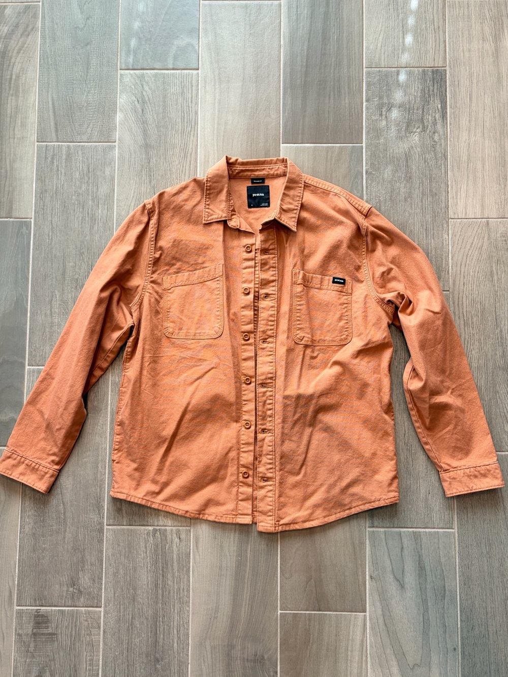 Prana Men's Orange Relaxed Fit Button Up